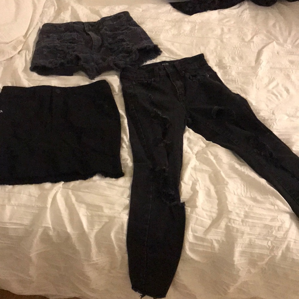 jeans shorts and skirt